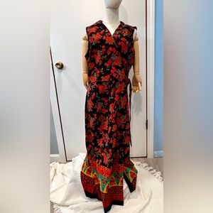 SAG HARBOR 16 Petite Misses Wrap Top Maxi Dress w bottom Border.